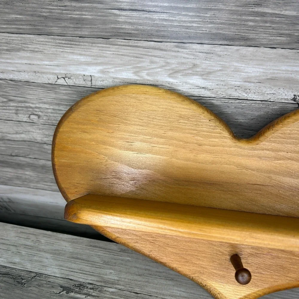Vintage Heart Shaped Wood Wall Shelf Cottage Coquette Country Rustic Grandma